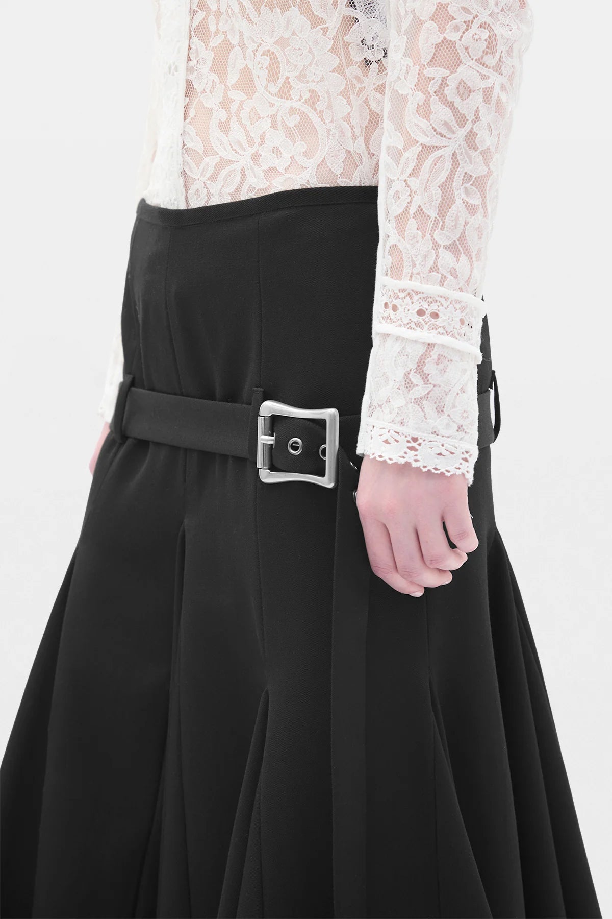 Helma Knee Length Handkerchief Skirt with Belt