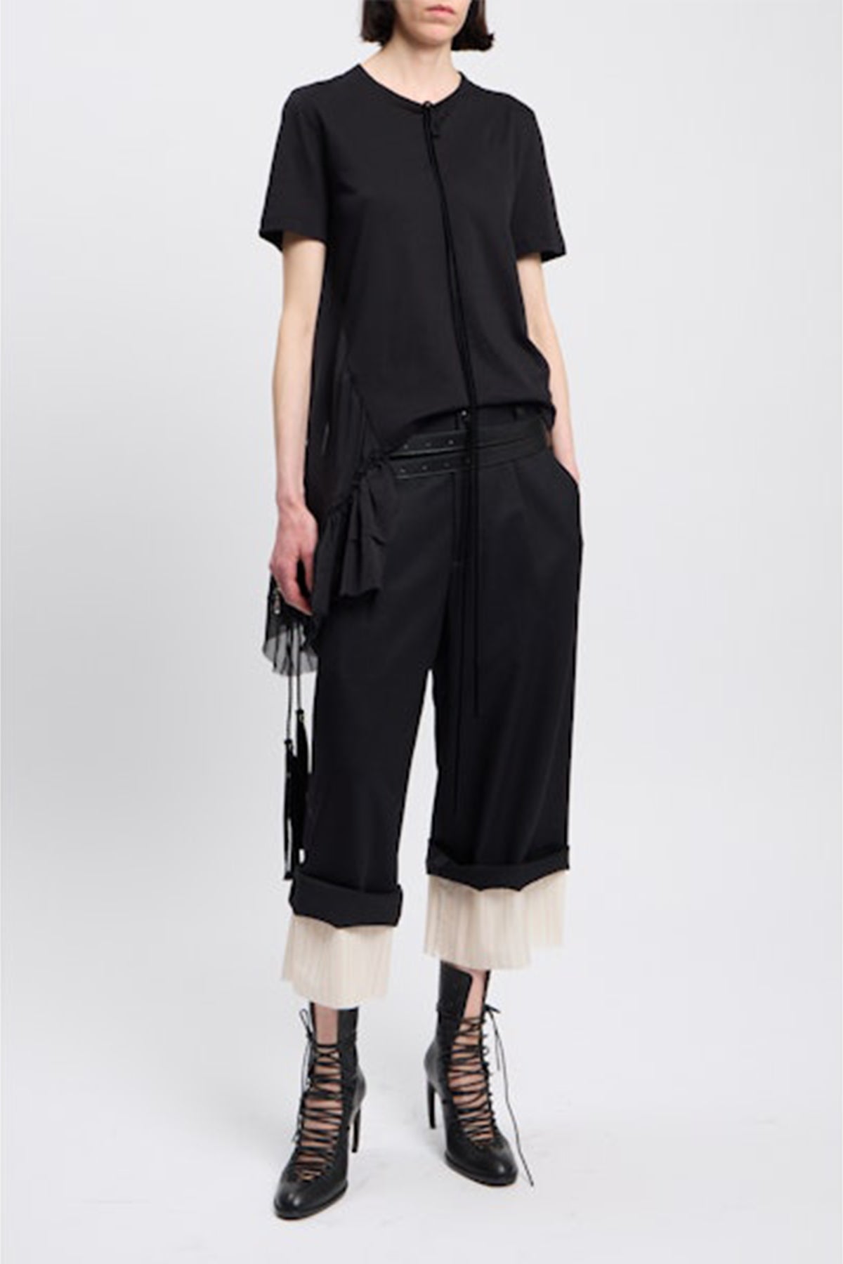Yola T-Shirt with Silk Chiffon and Lace