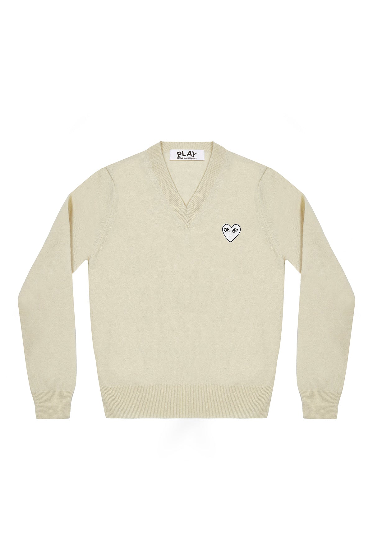 Mens V-Neck Sweater - White Heart