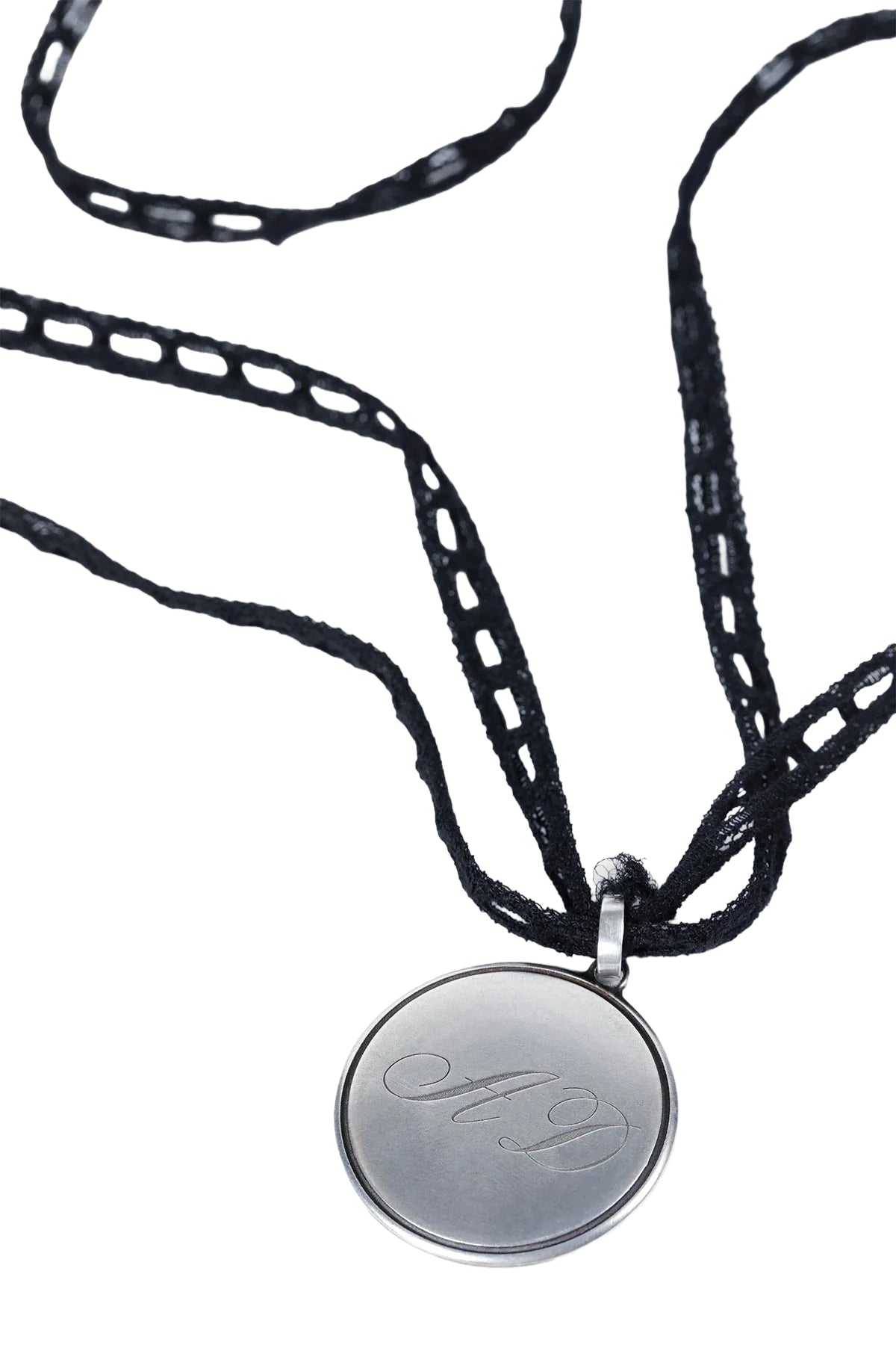 Monogram Pendant with Lace Ribbon