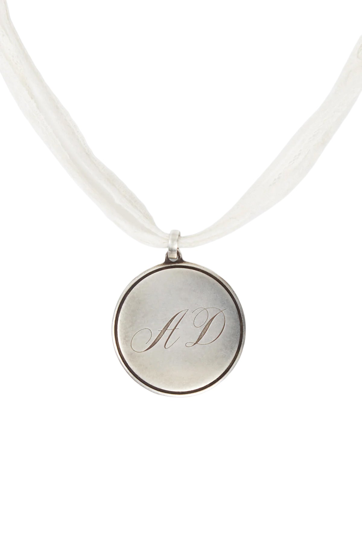 Monogram Pendant with Lace Ribbon