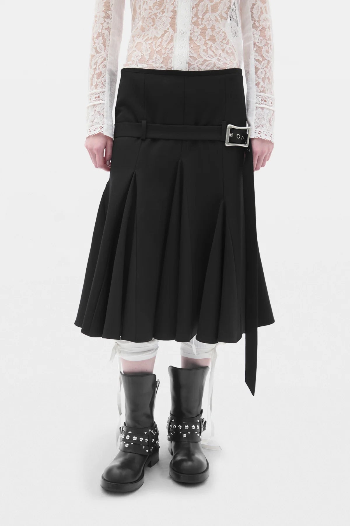 Helma Knee Length Handkerchief Skirt with Belt
