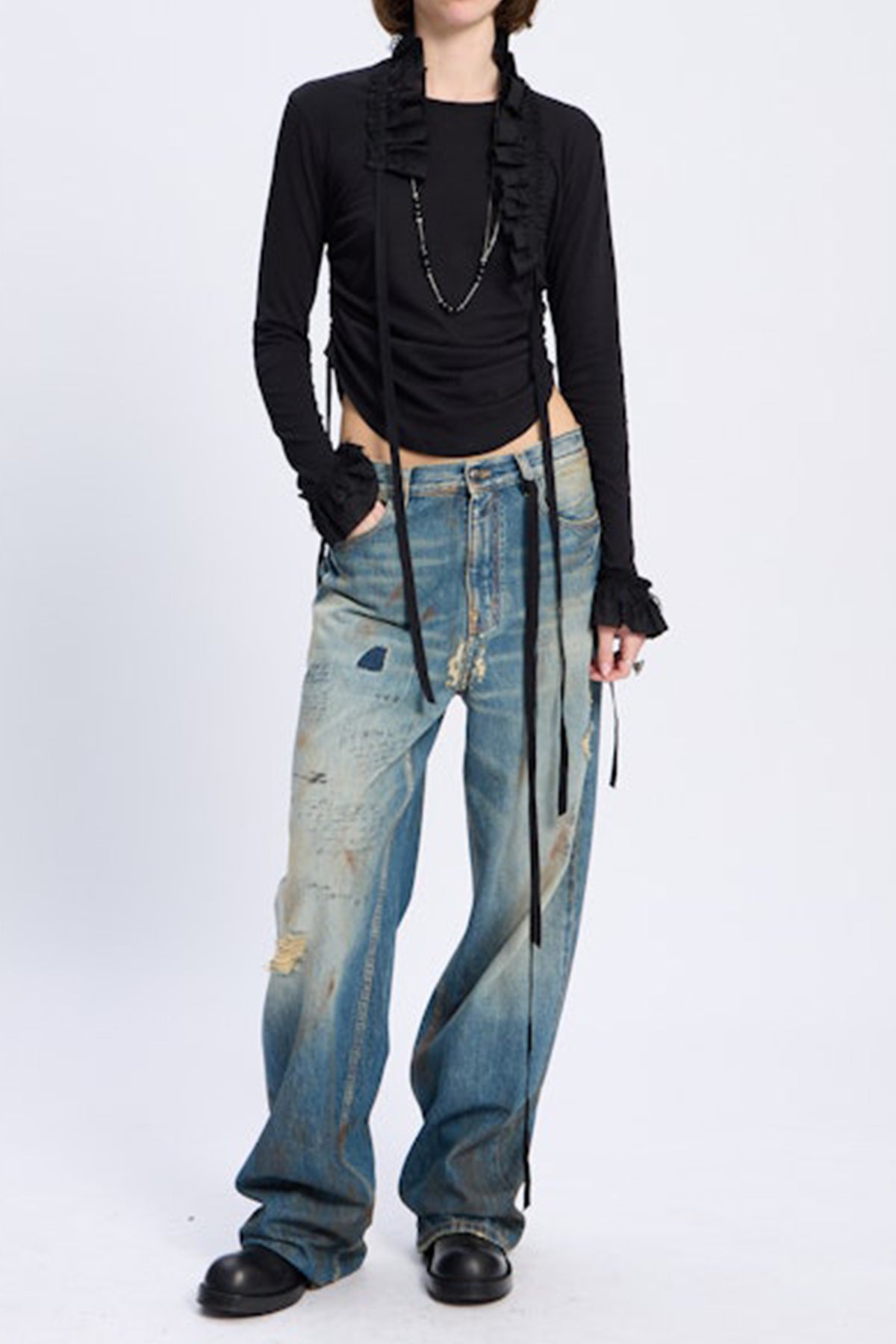 Inna Wrinkled L/S with Ruffled Collar and Cuffs
