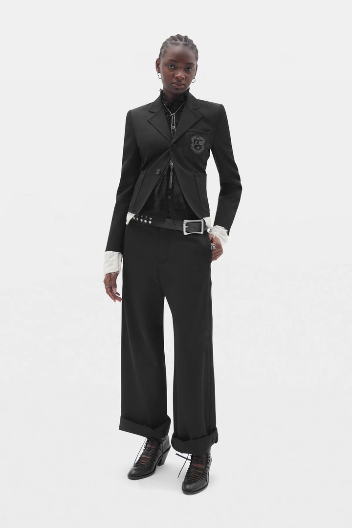 Viola Flared Leg Loose Trousers with Double Side Bands