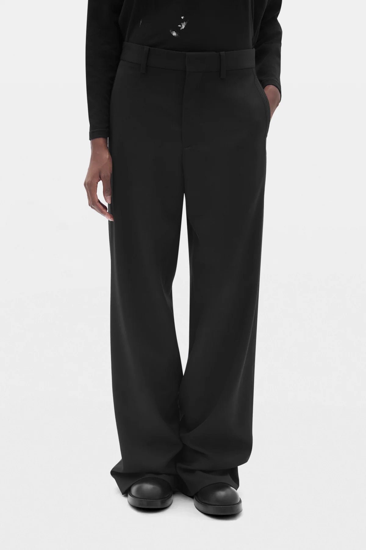 Viola Flared Leg Loose Trousers with Double Side Bands