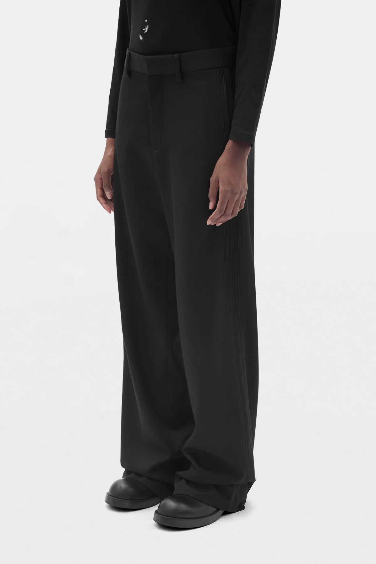 Viola Flared Leg Loose Trousers with Double Side Bands