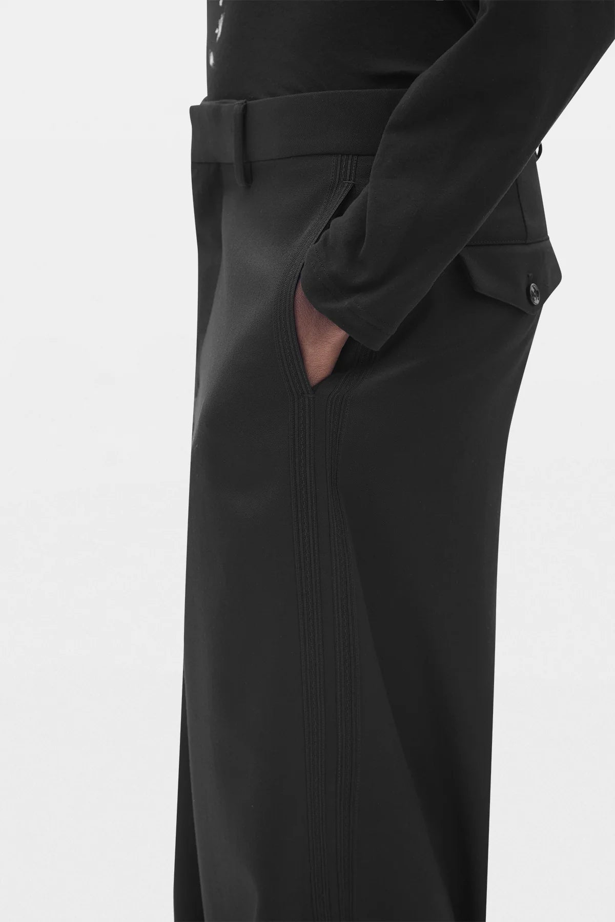 Viola Flared Leg Loose Trousers with Double Side Bands
