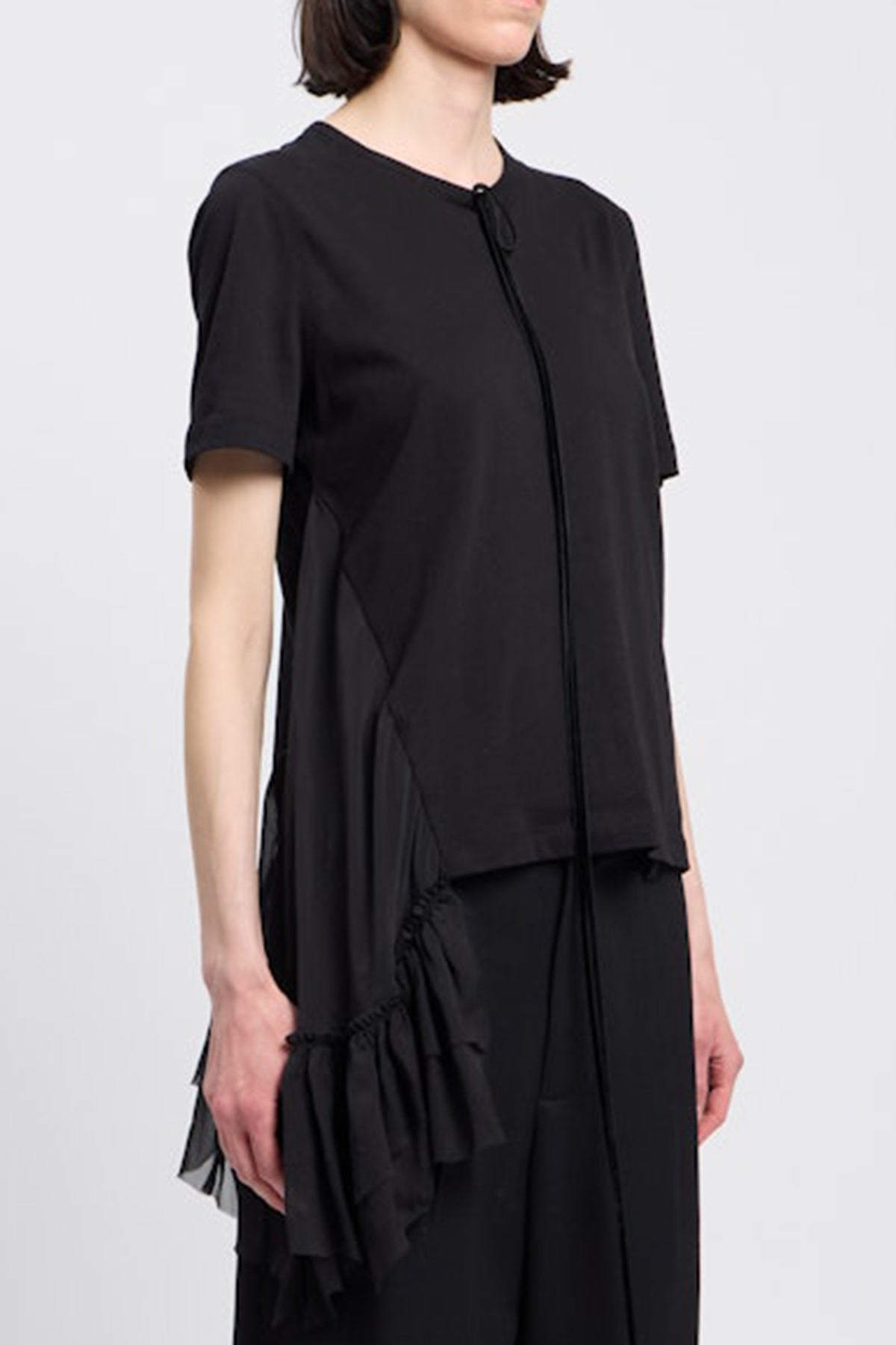 Yola T-Shirt with Silk Chiffon and Lace