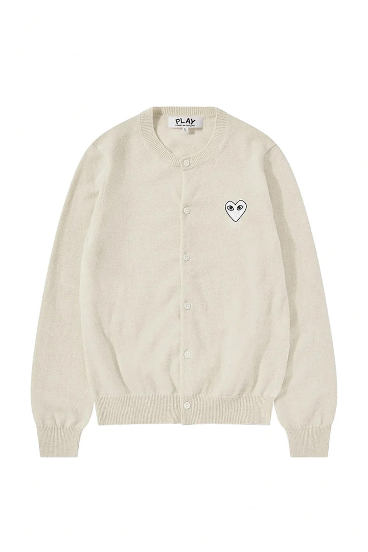 Emb Silver Heart Crew Neck Cardigan