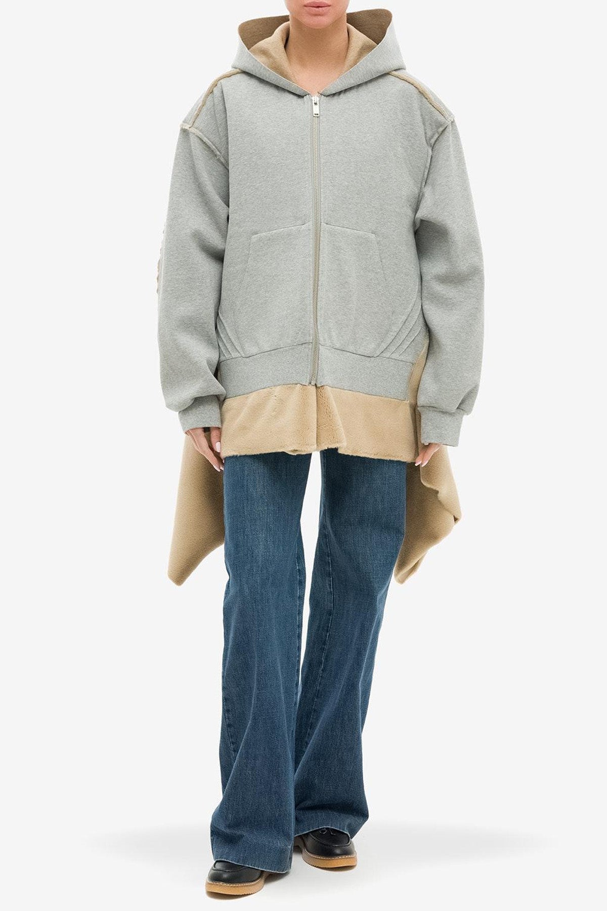 Bonded Fur Trim Zip Hoodie
