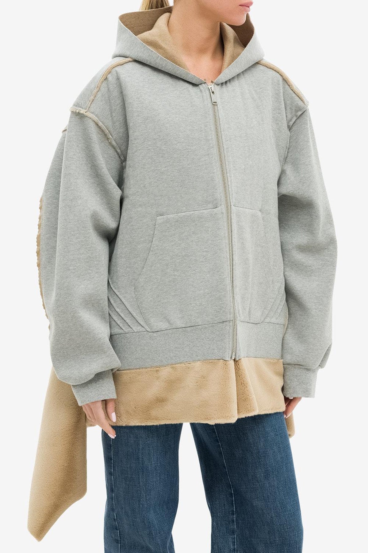 Bonded Fur Trim Zip Hoodie