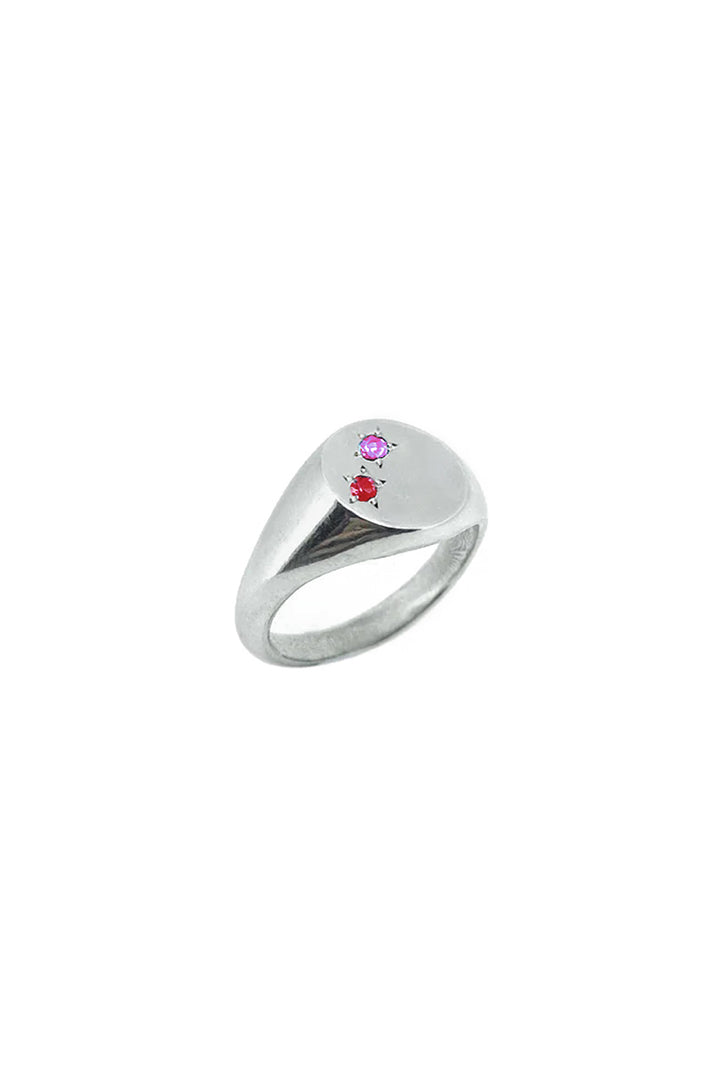 Circle Signet Ring With Gems